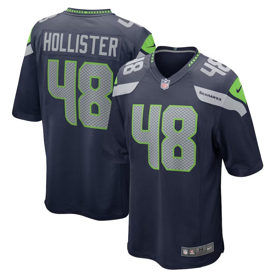 Men Seattle Seahawks 48 Jacob Hollister Nike College Navy Home Game Player NFL Jersey